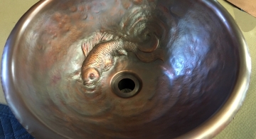 Sink with koi fish in repoussé 