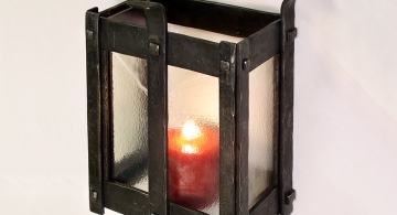 Forged Candle Lantern in steel and glass