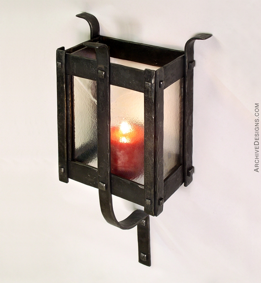 Forged Candle Lantern in steel and glass